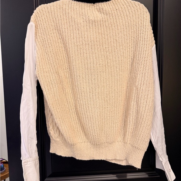 Maeve Cream Cable Knit Vest with Black Trim and Gold Buttons - Picture 3 of 3